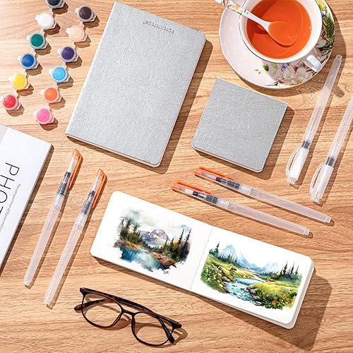 Miniatura 4 de Resholder 3 cuadernos de bocetos de papel de acuarela con 6 bolígrafos de acuarela de 7.485.513.93 pulgadas, 3 tamaños diferentes de acuarela,
