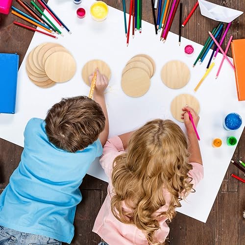 Miniatura 3 de 30 discos de madera redondos sin terminar de 4 pulgadas para manualidades, azulejos de madera, círculos de madera, rebanadas redondas, pintura y