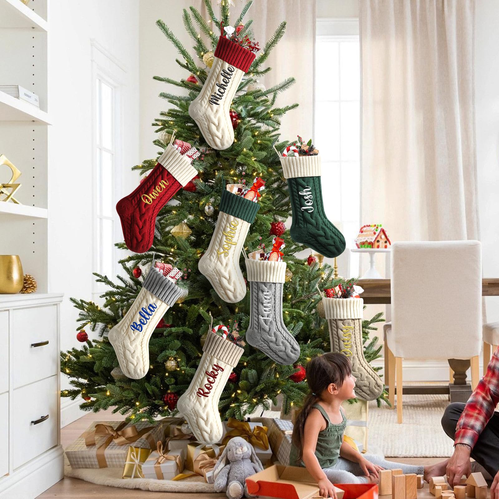 Personalisiert Weihnachtsstrumpf 18 Zoll – Gestrickt & Bestickt Mit Namen Für Kamin, Baum & Deko