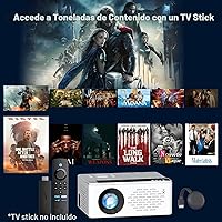 Vista 6 de TMY Mini proyector, proyector Bluetooth mejorado con pantalla, proyector portátil Full HD de 1080P, proyector de películas compatible con TV Stick