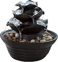 Pure Garden 3-Tier Indoor Tabletop Fountain with LED Lights - Cascading Waterfall for Soothing Zen Home Office Decor