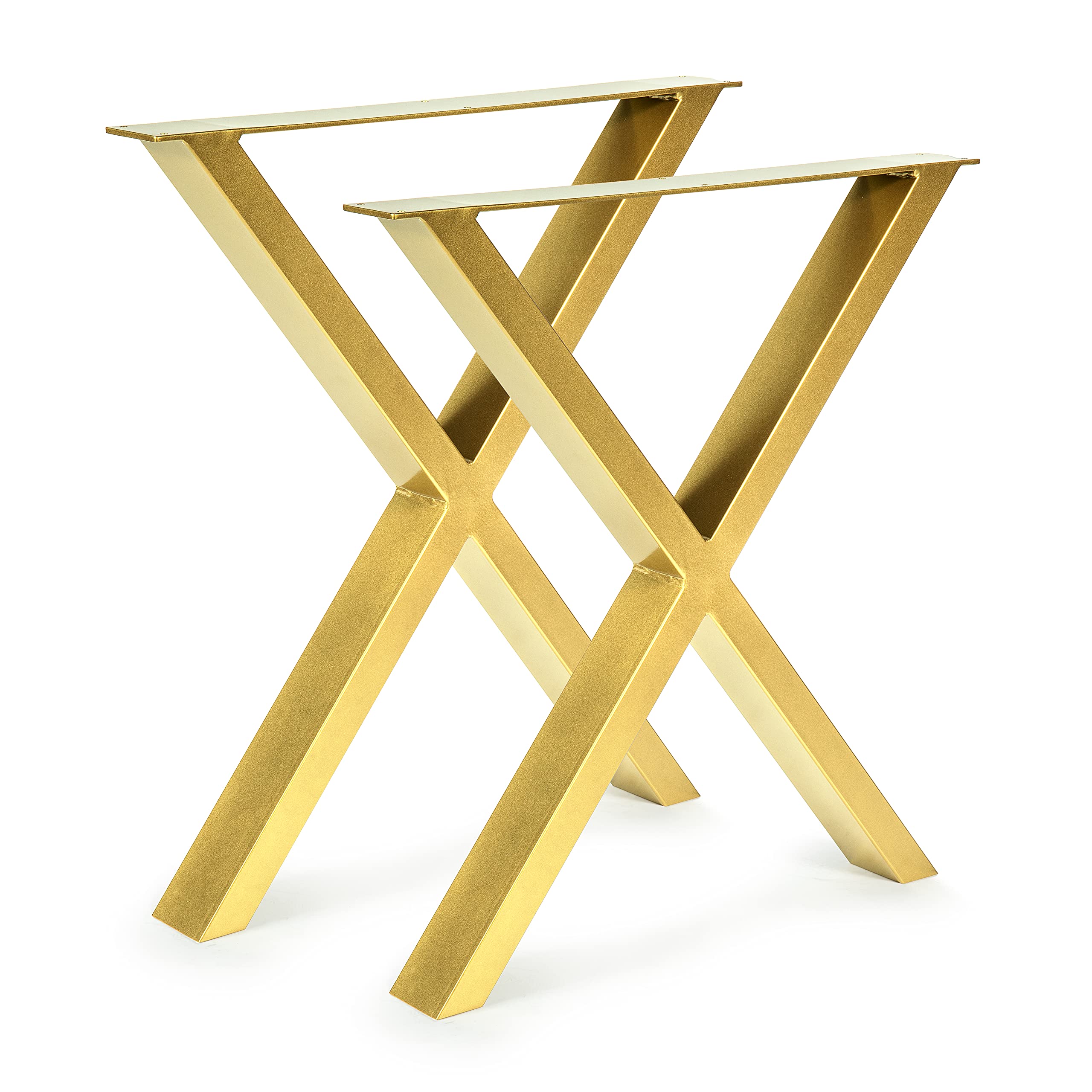 Magnetic Mobel Set de 2 Pieds de Table Pied de Meuble Métal revêtu par Poudre 'X' Conception (d'or, L64 x H72 cm)