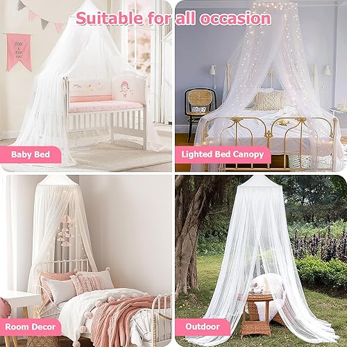 Miniatura 6 de Toldo de cama con luces, toldo de cama para niñas princesa con estrellas luminosas, cortinas de cama para cama de tamaño individual a King,