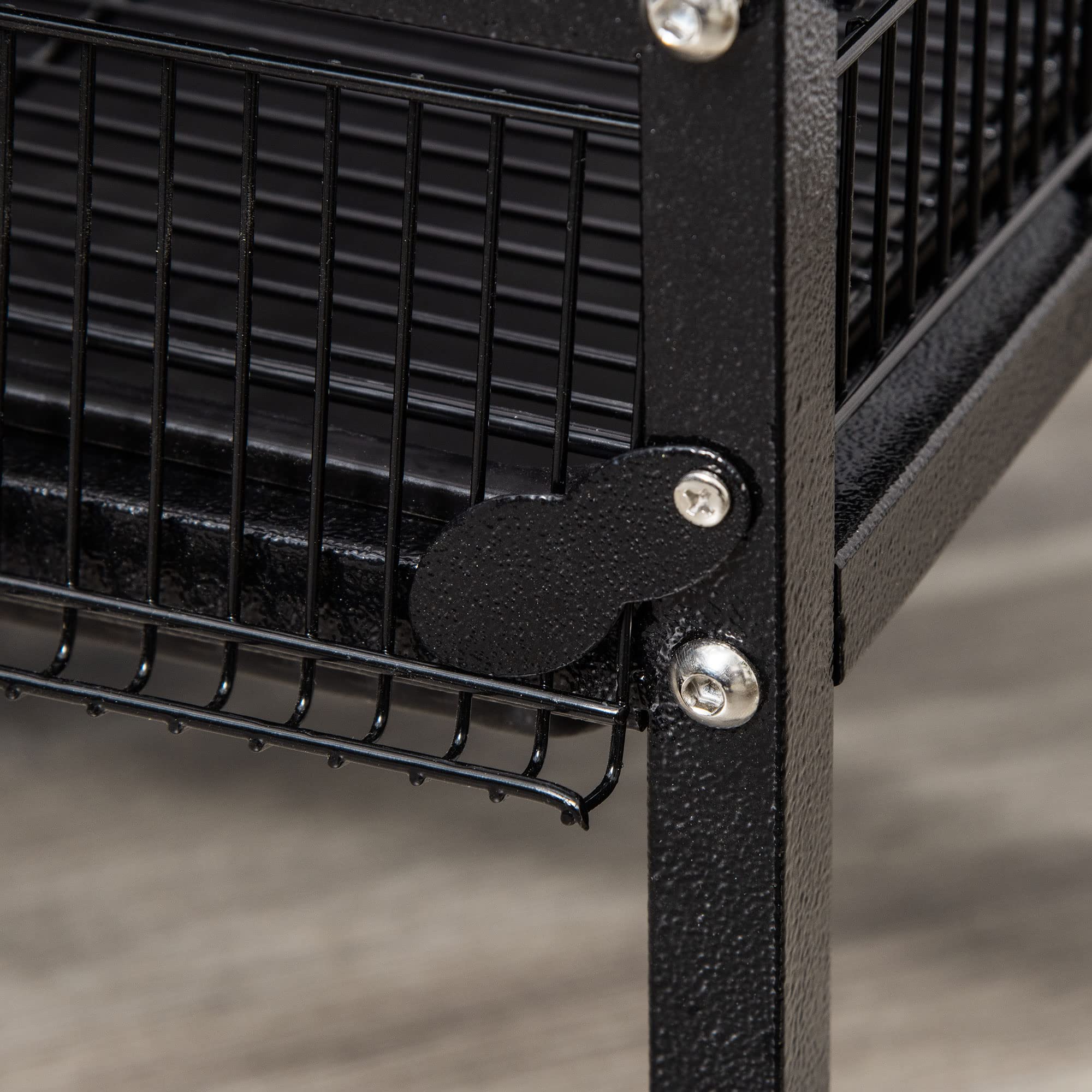 PawHut Jaula para Pájaros Pajarera con 4 Ruedas 4 Puertas 4 Comederos 2 Perchas Bandeja y Bebedero para Loros Canarios Periquitos 79x52x137 cm Negro