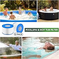 Vista 6 de isinlive Paquete de 6 Filtros Tipo VI para Bañera de Hidromasaje y Filtro de SPA de Repuesto Compatible con Lay-Z Spa, Intex, Coleman SaluSpa