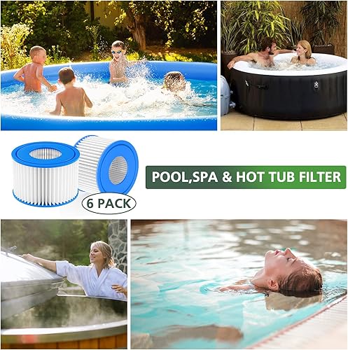 Miniatura 6 de isinlive Paquete de 6 filtros para bañera de hidromasaje tipo VI y filtro de spa de repuesto compatible con Lay-Z Spa, Intex, Coleman SaluSpa,