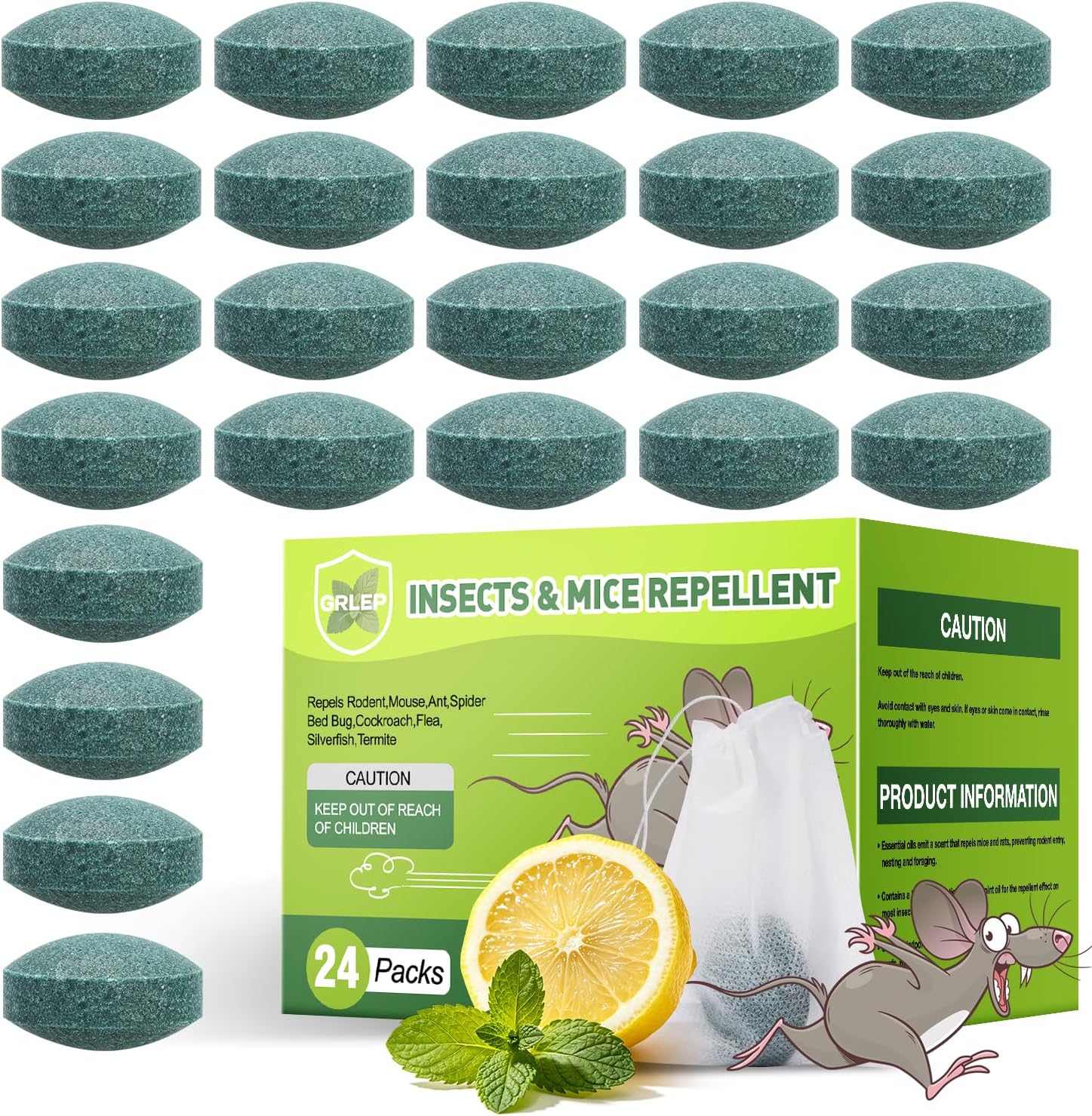 24 Pcs Mouse Repellent Rodent Repeller Natural Peppermint Oil Pest Control