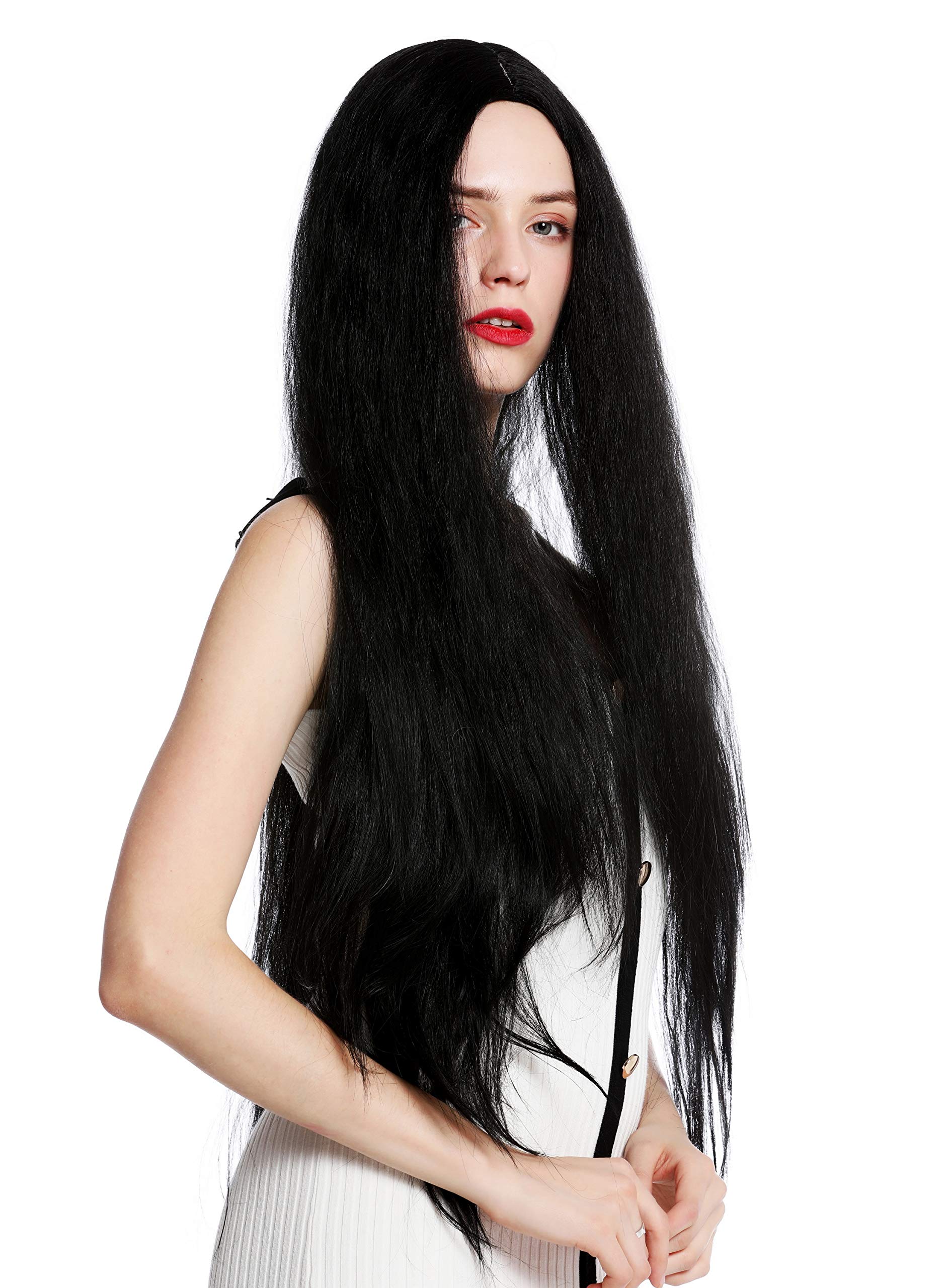 WIG ME UP, VK-55-1B women's quality wig very long voluminous frizzy curls middle parting black, Velvet black (1B) - Image 2