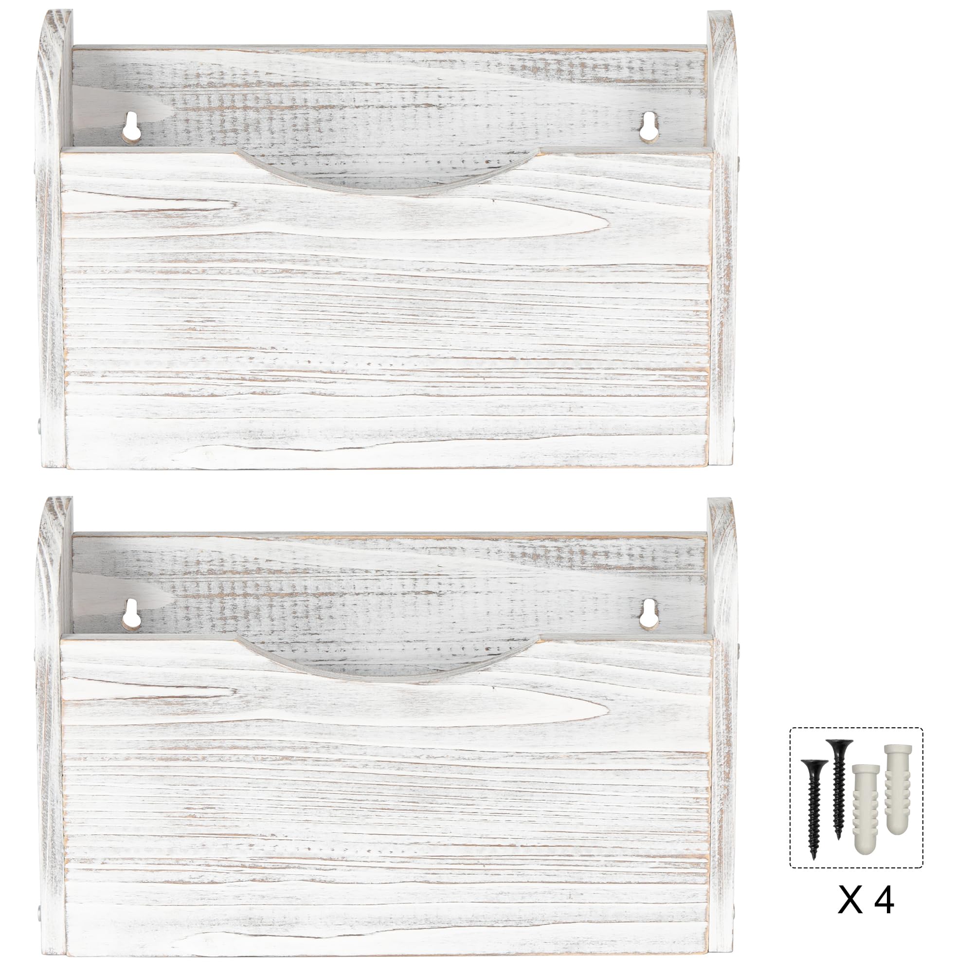 Organiseur mural à 2 poches à suspendre pour dossiers de courrier et documents, porte-revues vintage pour bureau, maison, école, blanc rétro
