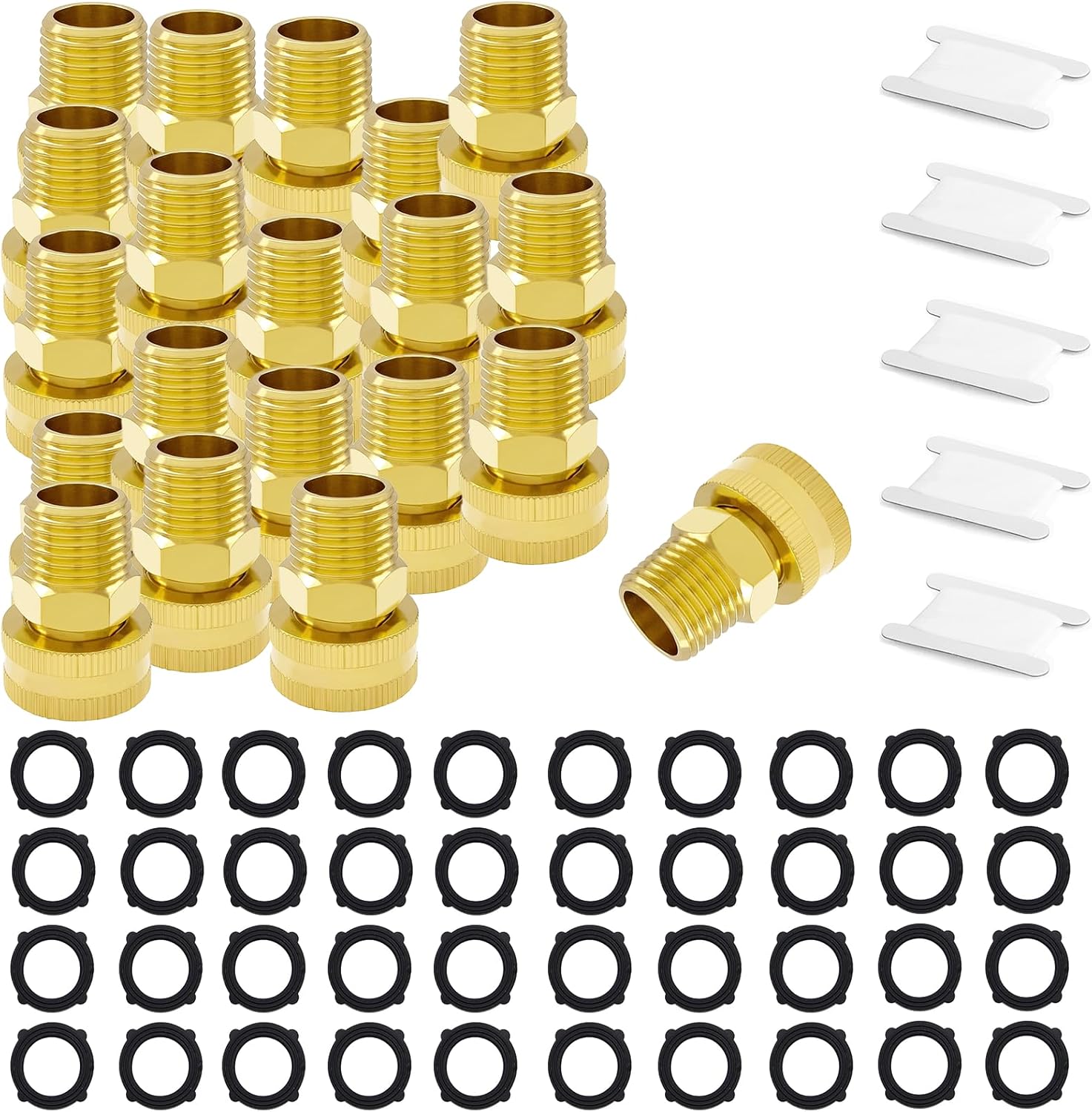 20 PCS Brass Garden Hose Swivel Adapter 3/4" GHT Female to 1/2" NPT Male Garden Hose to Pipe Fittings Connect Garden Pipe Joint Repair Fittings