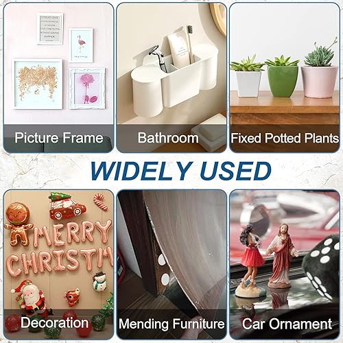 Miniatura 7 de JANYUN 280 calcomanías de puntos adhesivos de doble cara, masilla redonda extraíble transparente para colgar en la pared, sin rastro, impermeable,