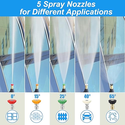 Miniatura 6 de JOEJET Pistola de lavado a presión con cañón de espuma, pistola de espuma para lavado de autos con conector rápido de 14 pulgadas, 5 puntas de