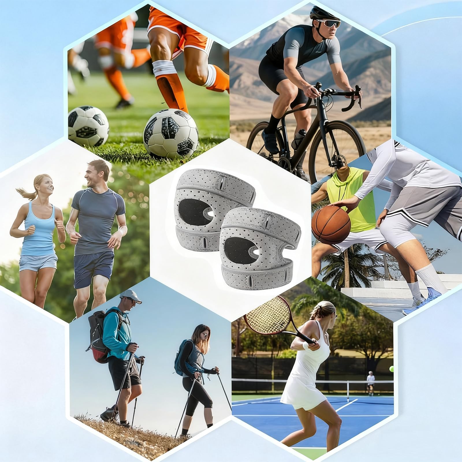 Ginocchiera Rotulea Regolabile 2 Pezzi - Tutore Ginocchio per Menisco e Legamenti, Ginocchiere Ortopediche Sportive per Corsa, Artrite (Stabilità Ottimale)