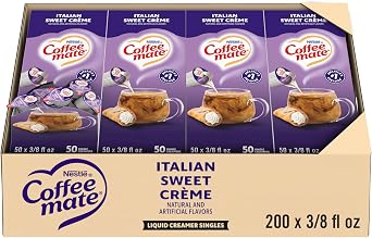 Nestle Coffee mate Coffee Creamer, Italian Sweet Creme, Liquid Creamer Singles, Caja de 50 individuales Paquete de 4