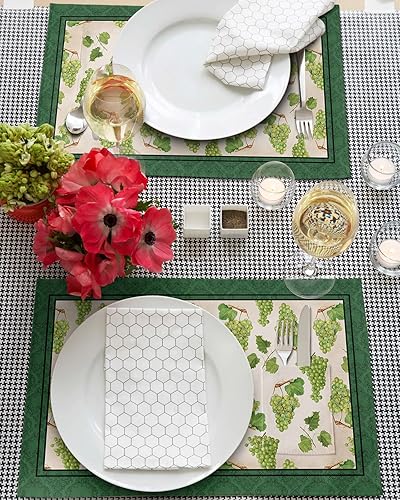 Miniatura 3 de Juego de 4 manteles individuales retro de uva para mesa de comedor, tela de lino de algodón con bolsillo, lavable