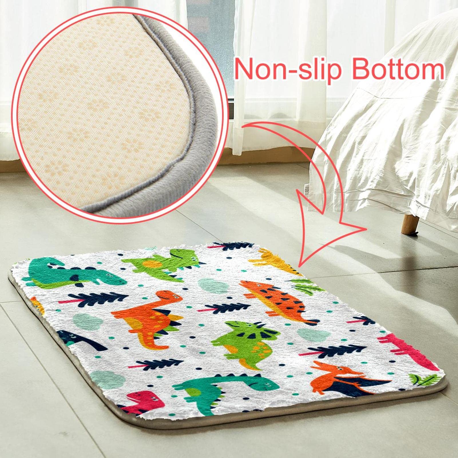 Dinosaurier Stegosaurus Multi Kunstfell Teppich für Wohnzimmer, Flauschiger Waschbarer Teppich für Schlafzimmer, Rechteck