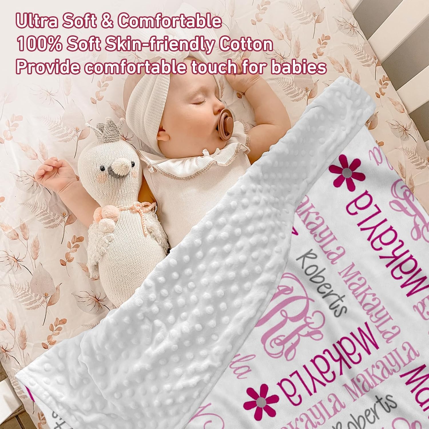 Dyoart Personalized Baby Name Blankets,Super Soft Comfortable Crib Blankets for Unisex Newborns,Custom Blankets with Name,Custom Gifts for Toddler Infant(30”x40)