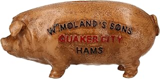 Quaker City Ham Pig Hog Porky Oink Money Bank Box Cast Iron Coin Change Jar