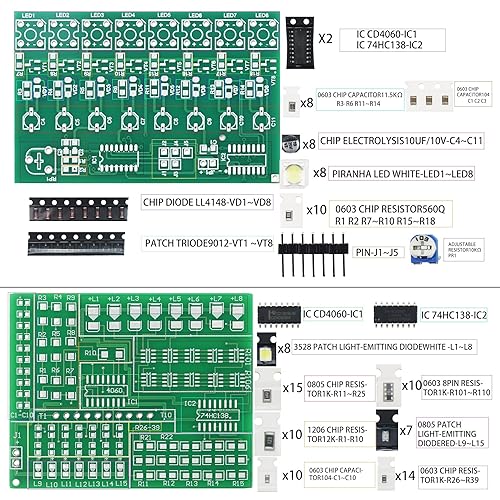Miniatura 4 de Kit de práctica de soldadura de bricolaje 5 en 1. Incluye pequeña bandera de Estados Unidos, LED estrella, luz nocturna USB, luces de flujo y goteo