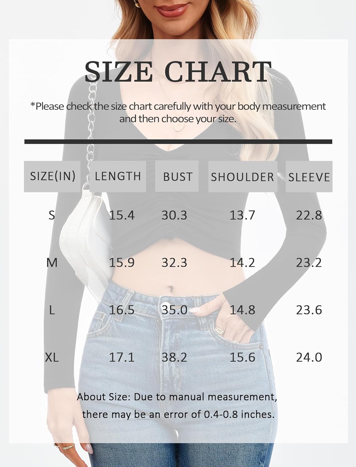 Sexy Long Sleeve Crop Top for Womens Valentine's Day Deep V Neck T Shirt Adjustable Ruched Cotton Tee Tops - Image 5