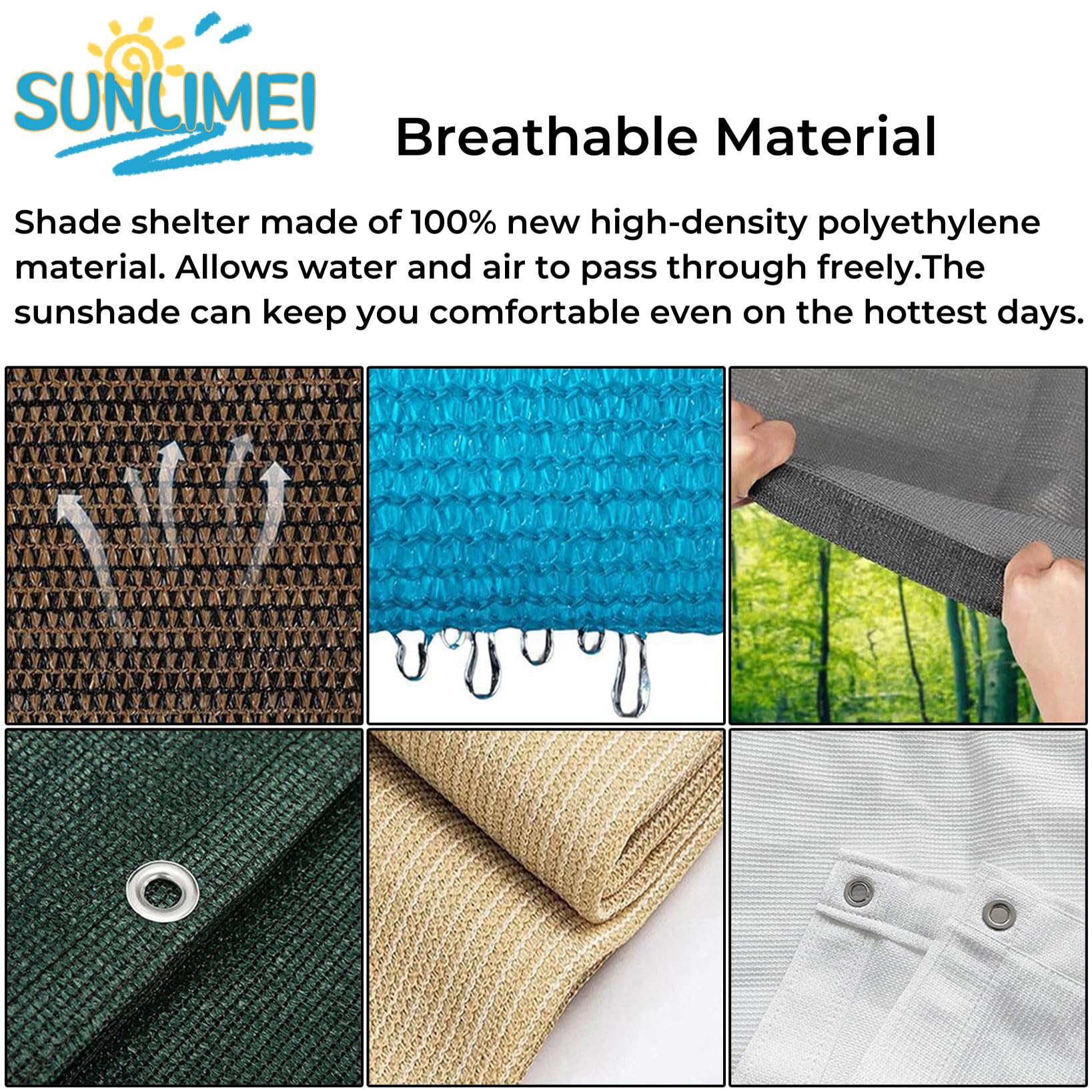 Sunscreen Awning Canopy 80 x 800 cm 95% UV Block Breathable Rectangular Canopy Shade Cover Sunscreen with Eyelets, Free Ropes for Patio, Backyard, Swimming Pool, brązowy