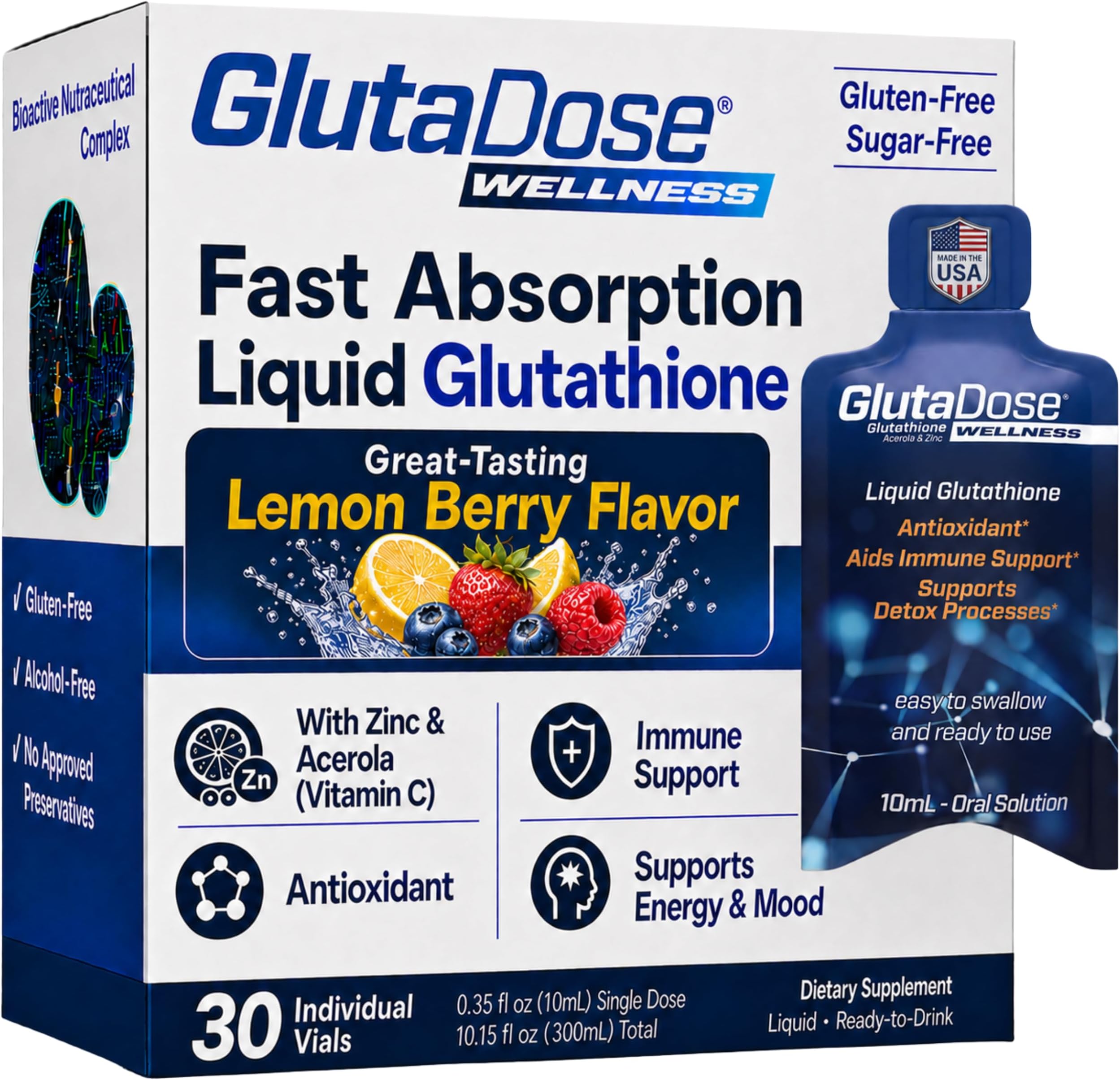 BioDose Pharma Glutathione, Vitamin C, Zinc GlutaDose Wellness for Oral Solution- 12000mg, 300ml