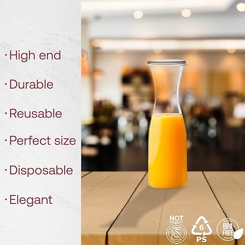 Miniatura 3 de Servidores de bebidas de plástico transparente de 35 onzas con tapas (juego de 12 piezas) - Jarra desechable para jugo y jarras para barra de mimosa
