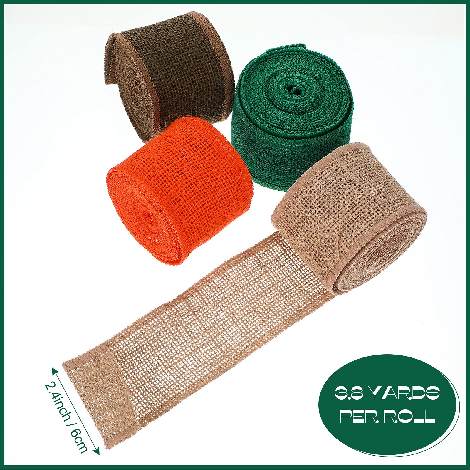 Syhood 12 Rollen Weihnachtsbänder aus Jute mit Drahtrand, Weihnachtsbaumstoff, verschiedene Farben, für Urlaub, DIY, Handwerk, 600 cm breit, 6,1 cm breit