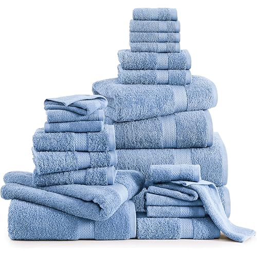 LANE LINEN Luxury 100% Cotton Bath Towel Set - 24 Pc With Bath Sheets, Towels, Wash Cloths, Fingertip Towels - Quick Dry - Allure