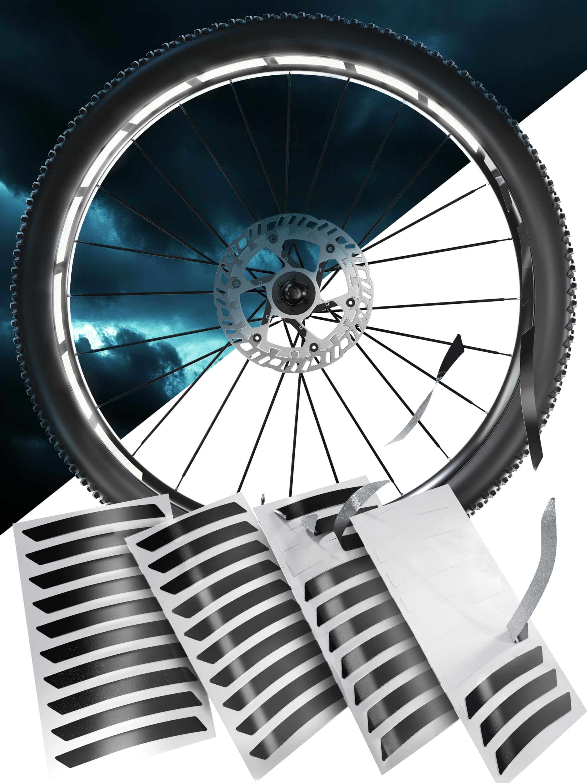 Reflective Stickers for Bicycle – 40 Strips in a Set – Ideal for 27.5 28 and 29 Inch Rims – Colour Black (White Reflective) – High-Quality Stickers Made of Robust 3M Quality Reflective Film-image-28