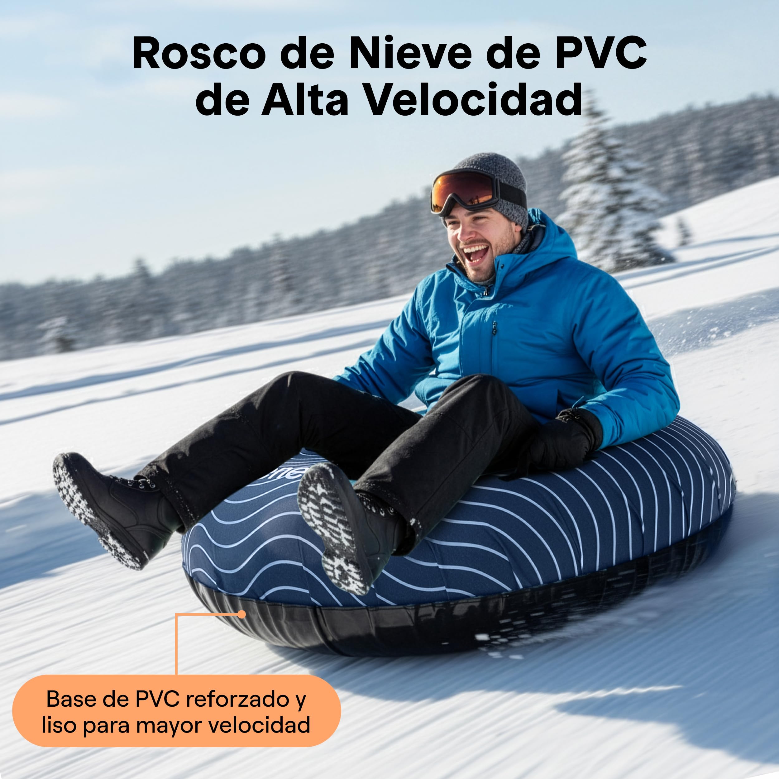 SereneLife Snowtube 101/112/122 cm Trineo Inflable para Niños y Adultos con Base de Plástico Resistente