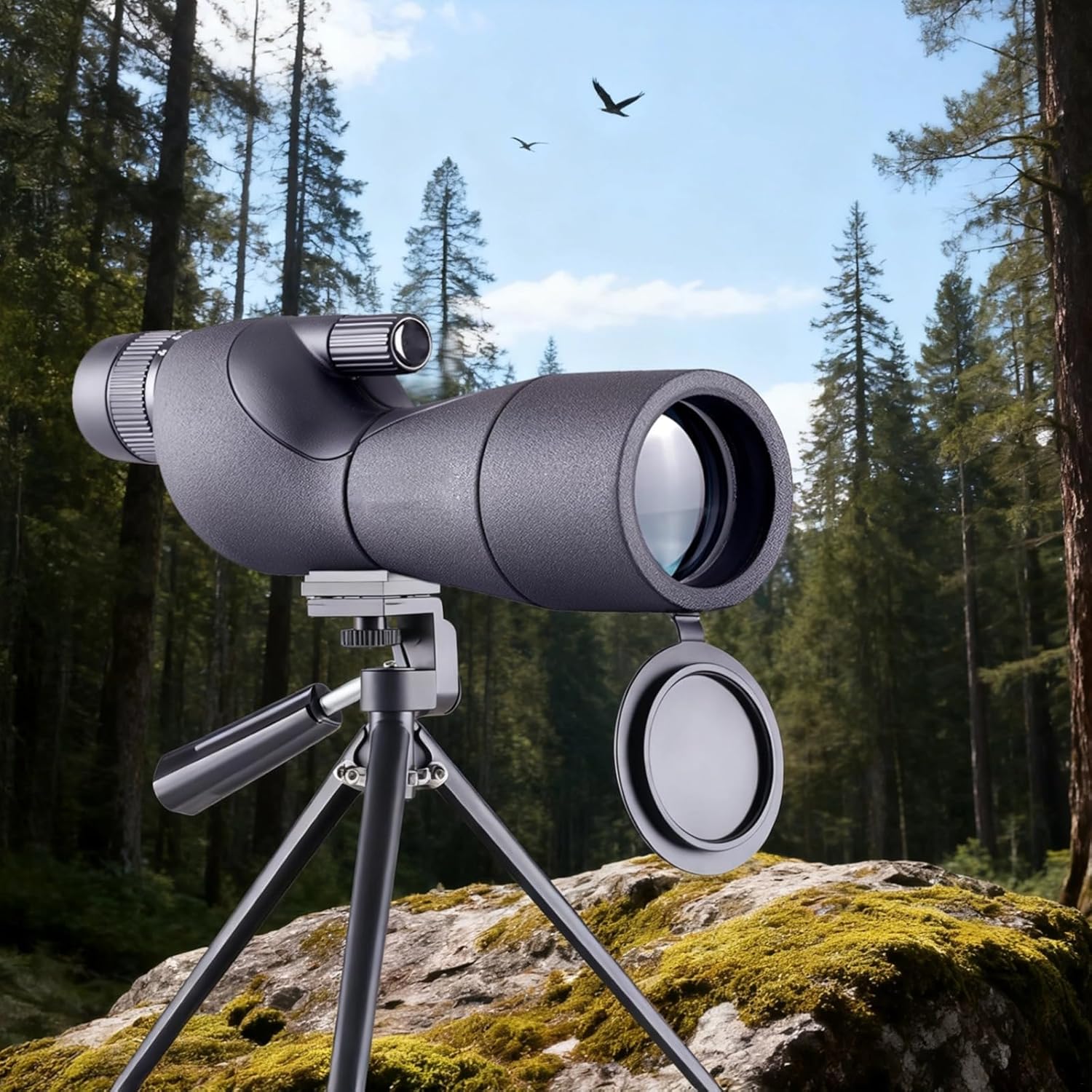 Spotting Scope 20-75X60 with Tripod, Hd Monocular Telescope for Outdoors, Bak4 Prism Lens, Smartphone Adapter Included