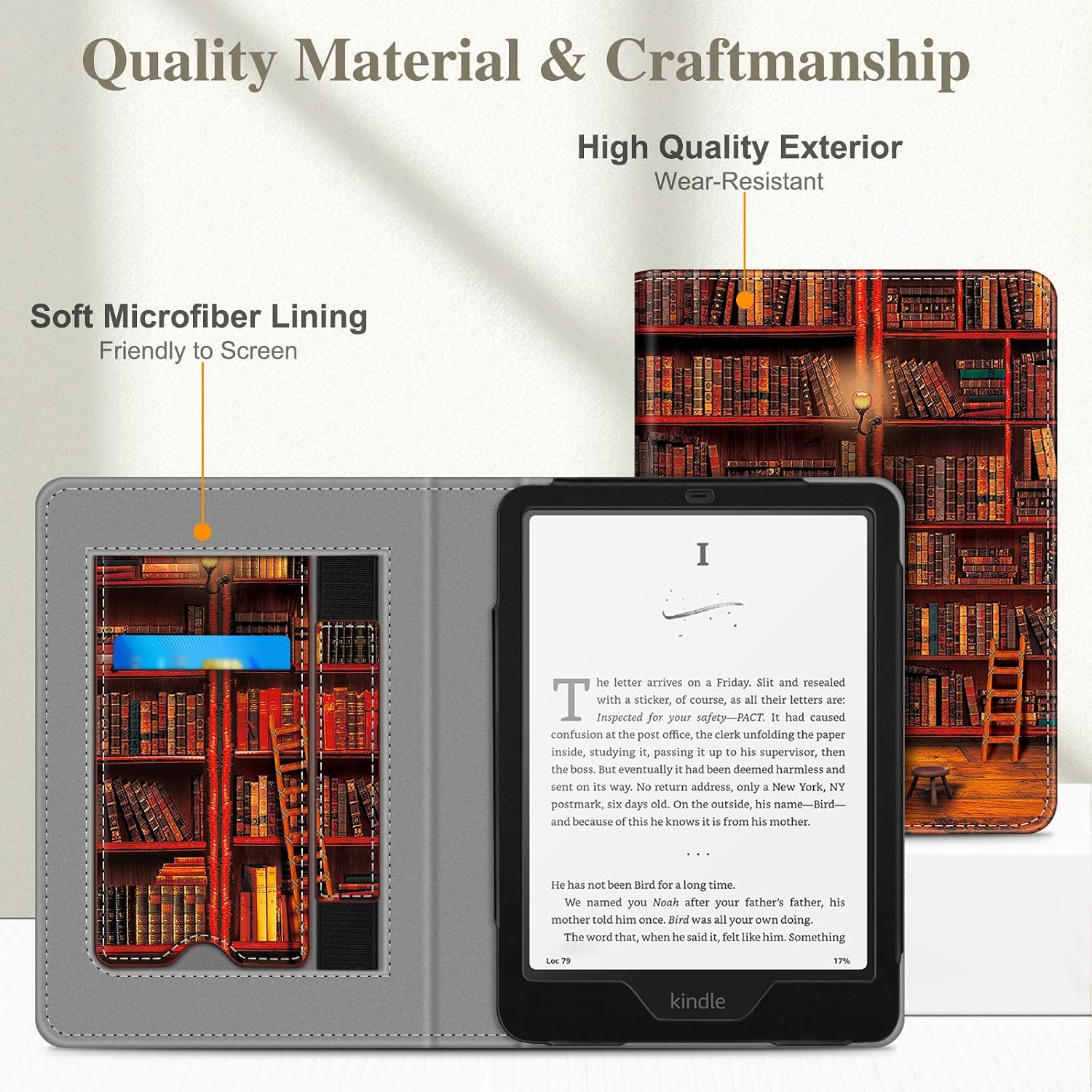 Fintie Case for 7"/6.8" Kindle Paperwhite(12th/11th Generation-2024/2021) and Kindle Colorsoft Signature Edition -Slim Foldable Stand Cover Auto Wake/Sleep for Paperwhite 2024, Library