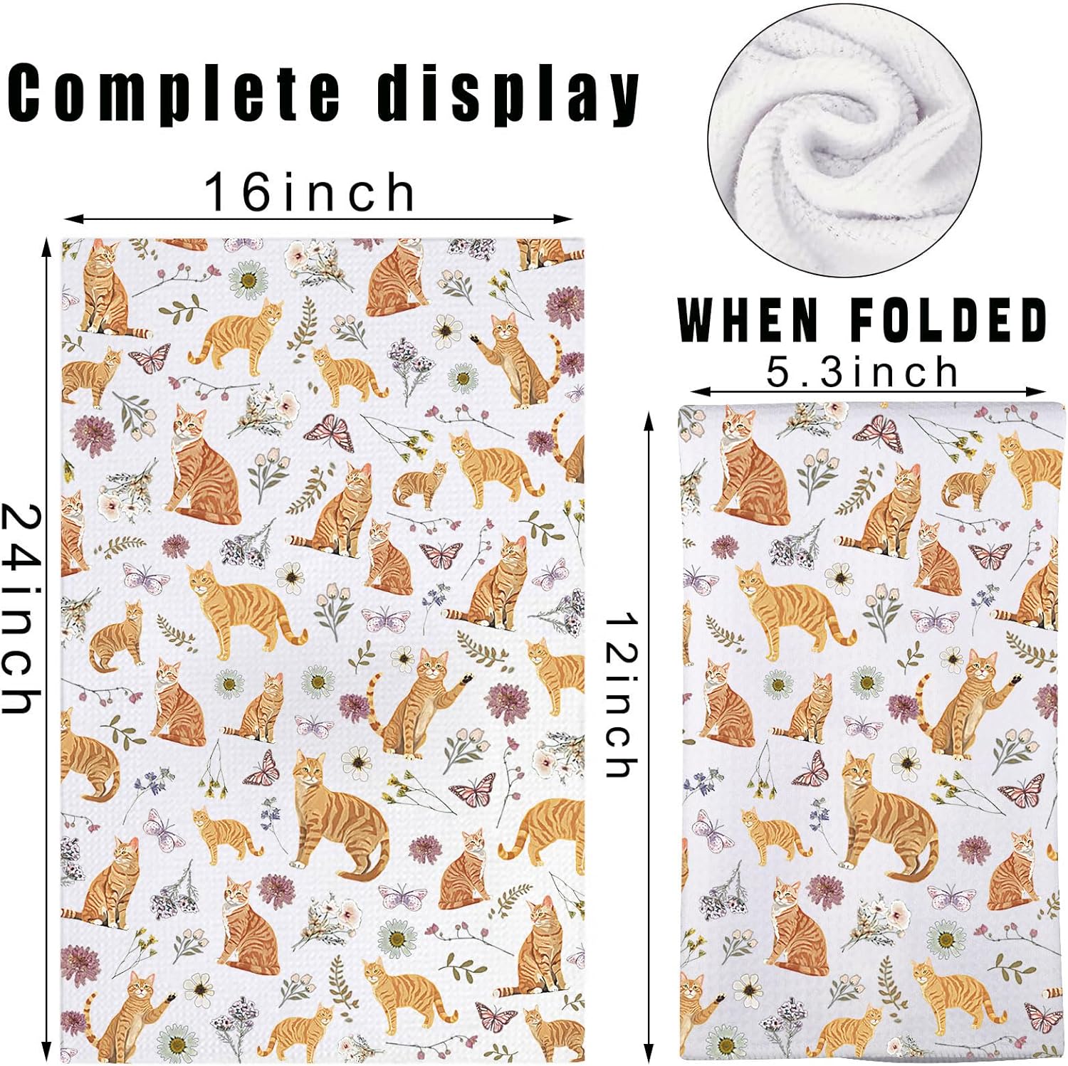 JNIAP Orange Tabby Cat Kitchen Towels Tabby Cat Gift TabbyCat Mom Towels (Orange cat kt) - Image 2