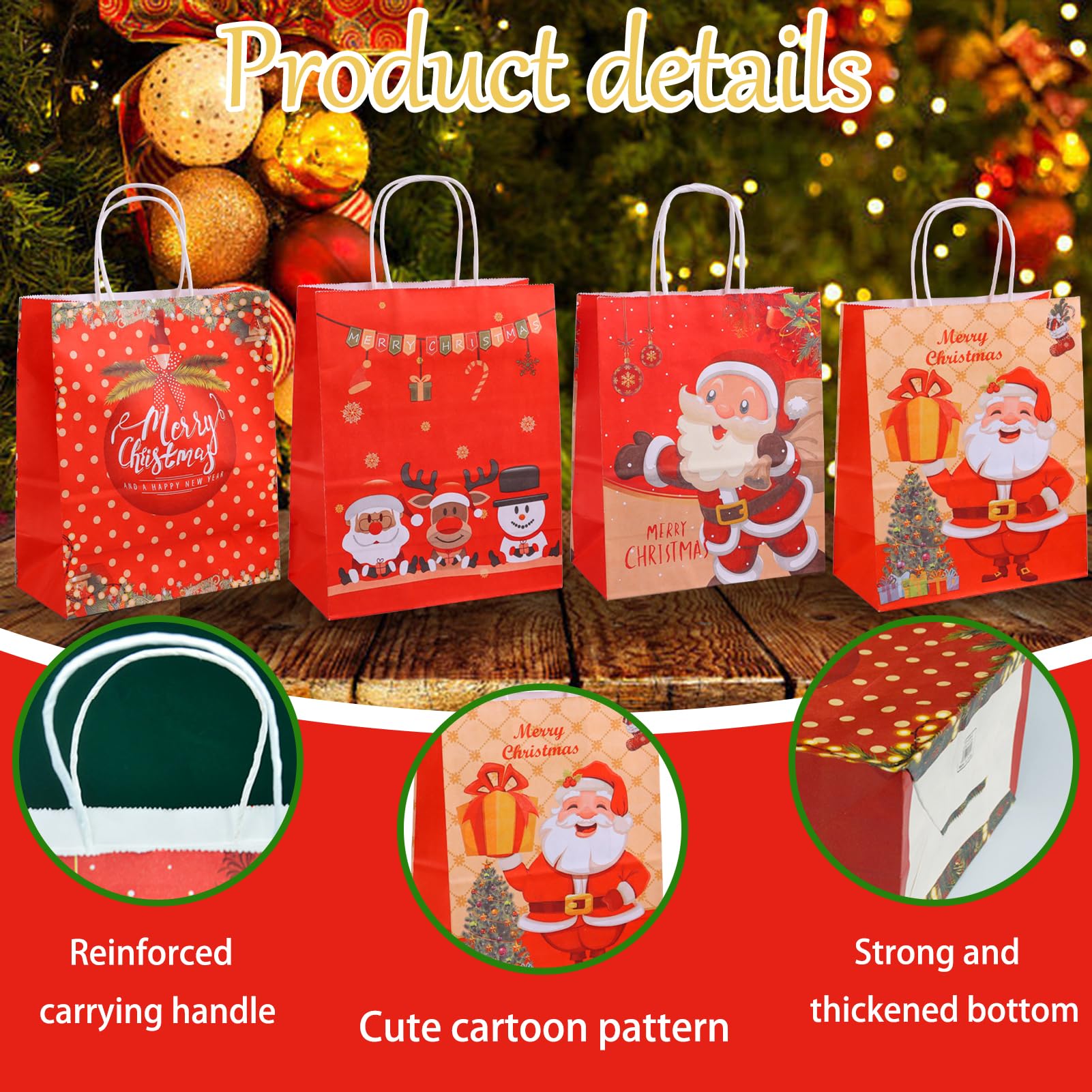 12 Pezzi Natale Sacchetti Regalo di Carta Kraft Regali Natale
