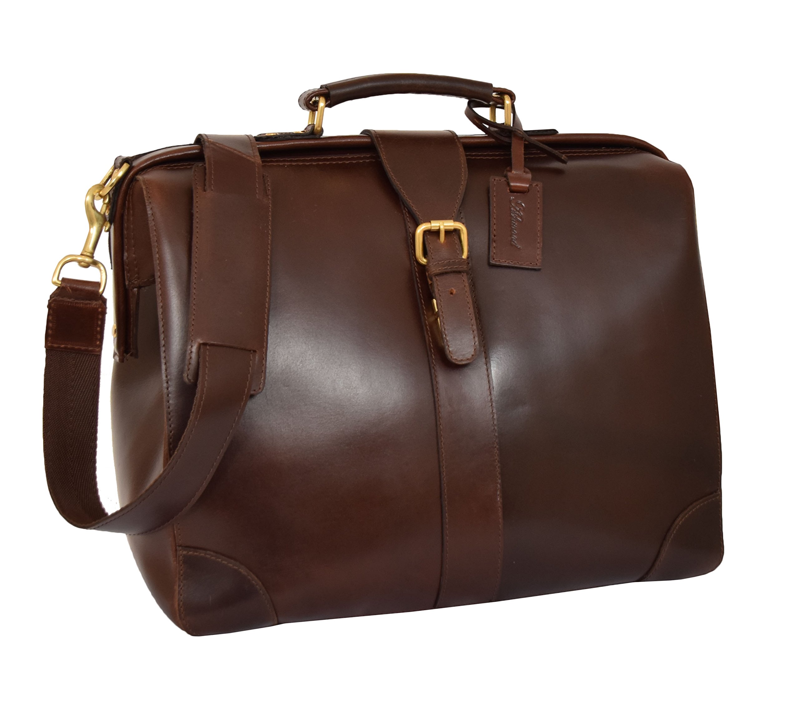 Bolso de Cuero Real para Médicos Cuerpo Cruzado Maletín Estuche Organizador Cortex Marrón