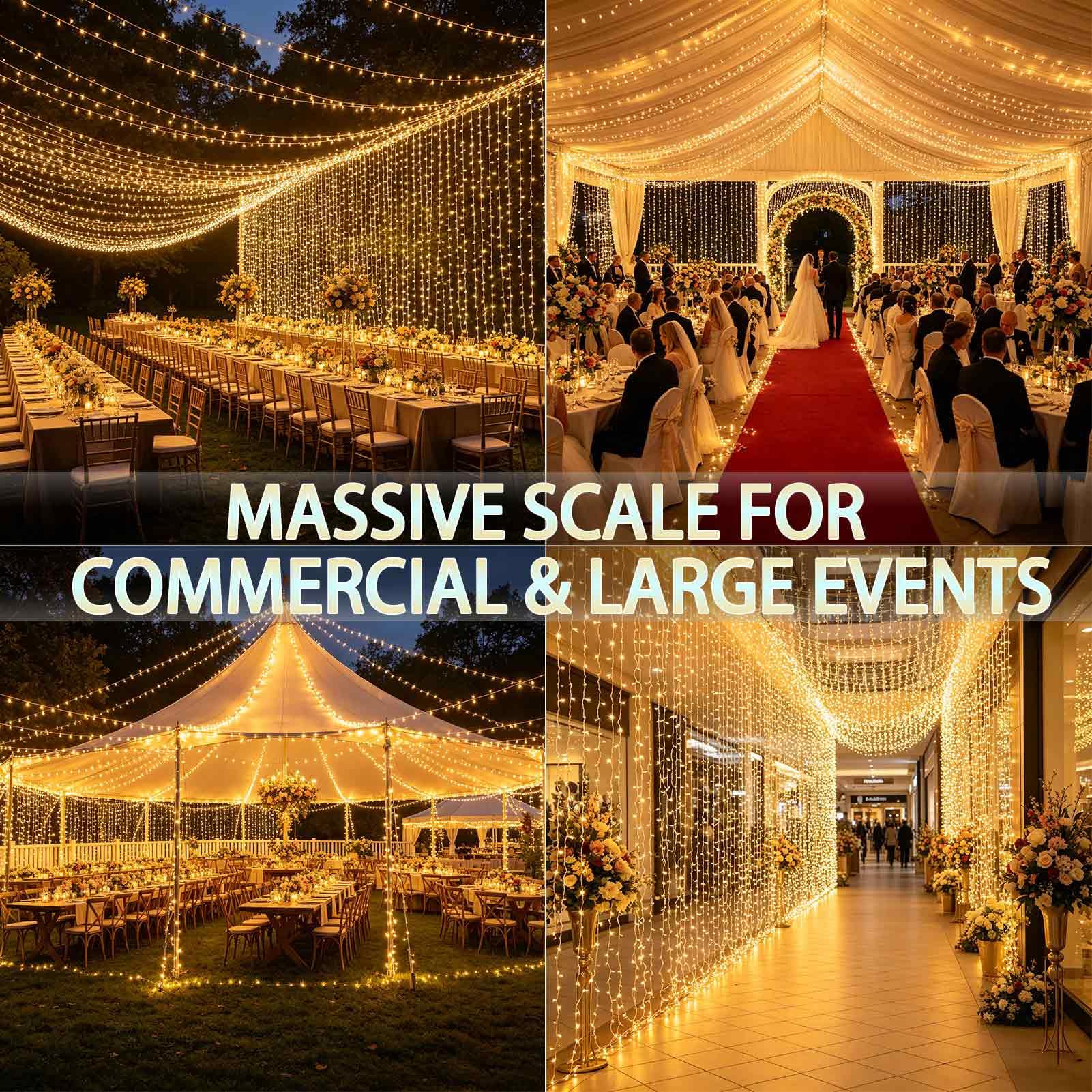 Cozymeow Cortina de Luces 6M x 3M 600 LED Guirnaldas Luminosas Exterior, Cascada de Luces Impermeable con Enchufe, Luces para Decoración Boda, Jardín, Terraza, Eventos y Fiestas - Blanco Cálido
