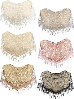 6 Pcs Veils for Church Catholic Mass Veils for Women Catholic Lace Triangle Lace Mantilla Floral Tulle Scarf Covering Fringed Catholic Multi Color Lace Wedding Shawl for Mass Bridal