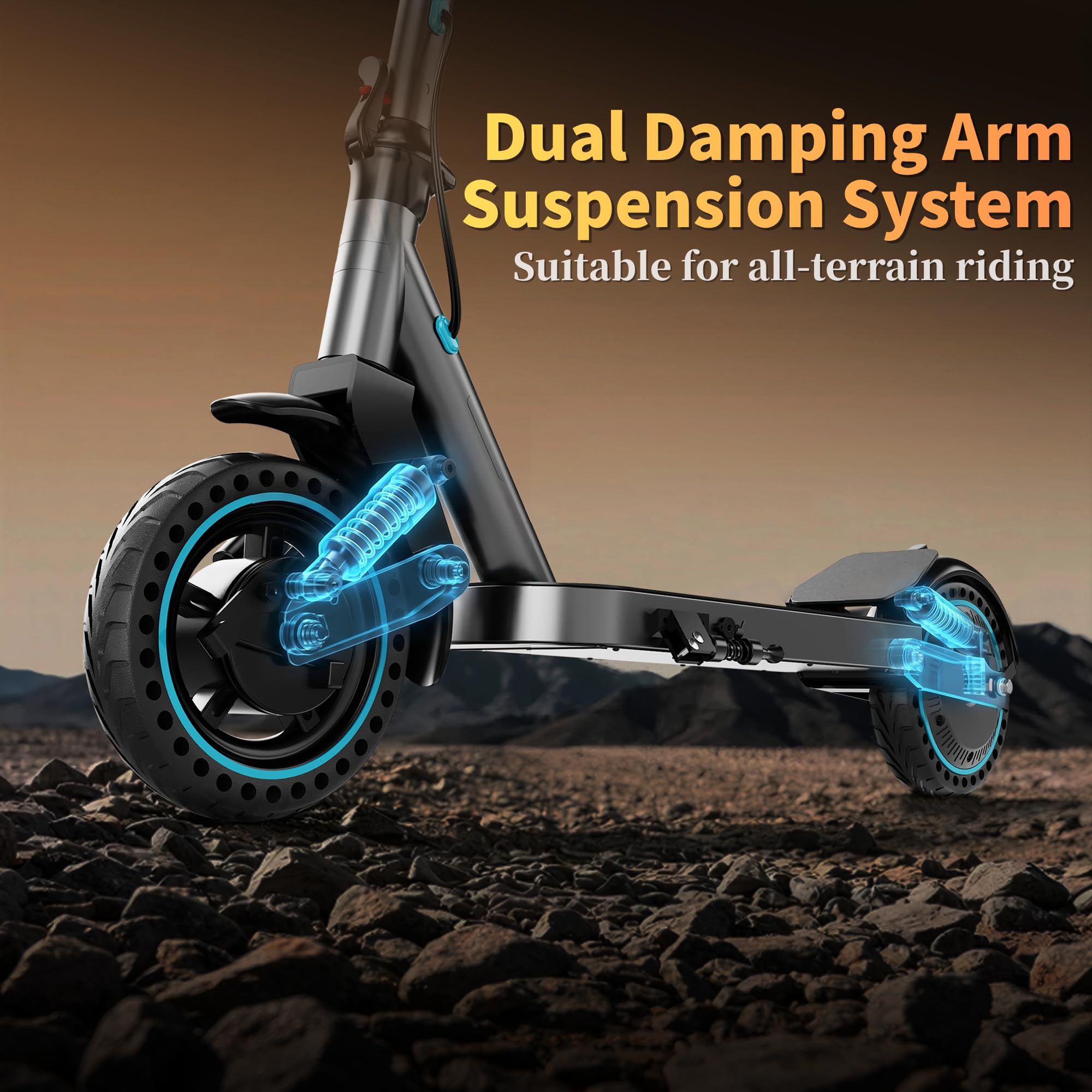QnQ Trottinette Électrique Adulte Tout Terrain Puissante Moteur 800W, Batterie 10,4Ah, Autonomie 30-40KM Trotinette Electrique Ultra Légère Double Suspension Scooter Électrique Adulte