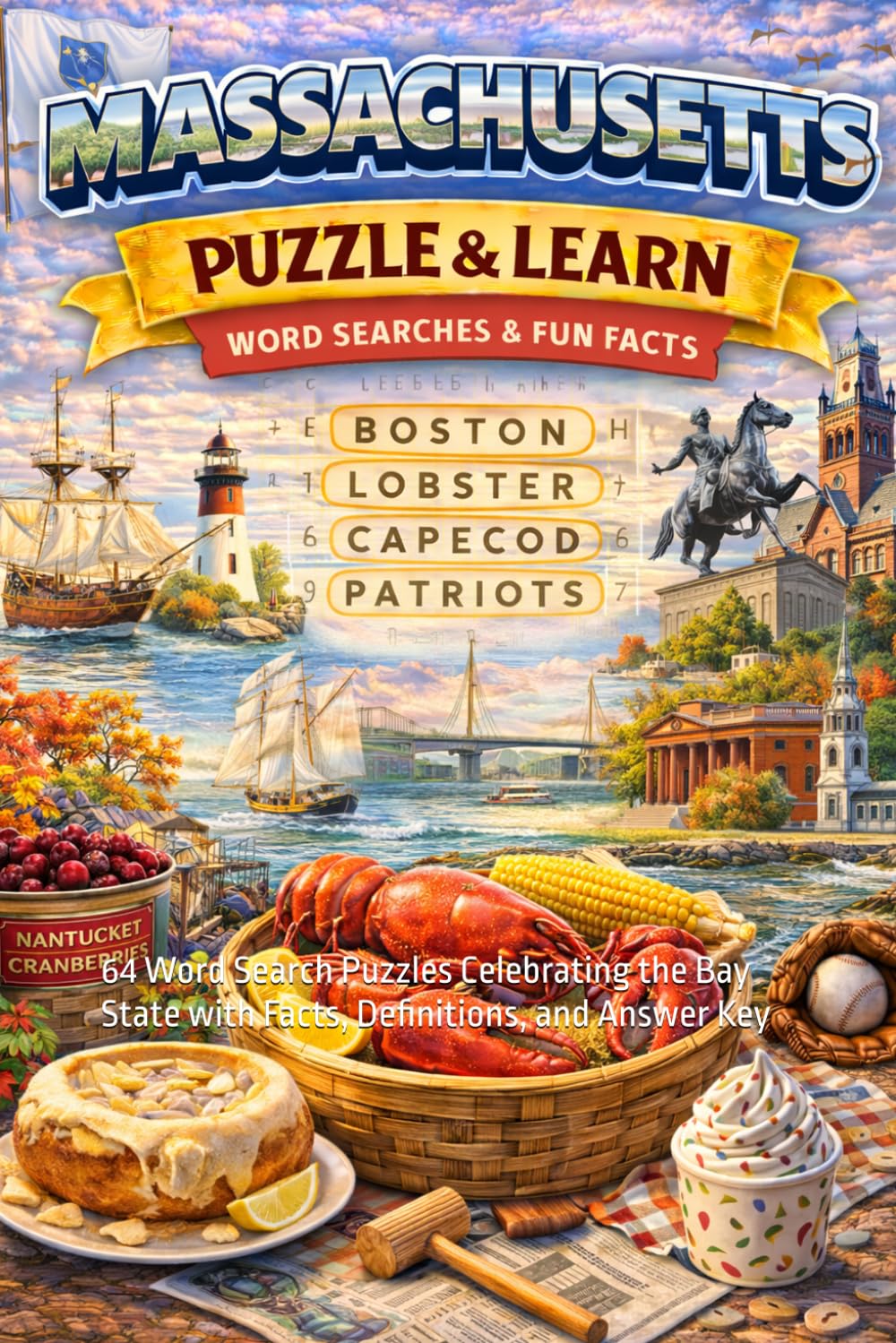Massachusetts Word Search Puzzle and Learn: 64 Word Search Puzzles Celebrating the Bay State with Facts, Definitions, and Answer Key (Ultimate States Word Search and Learn Collection)