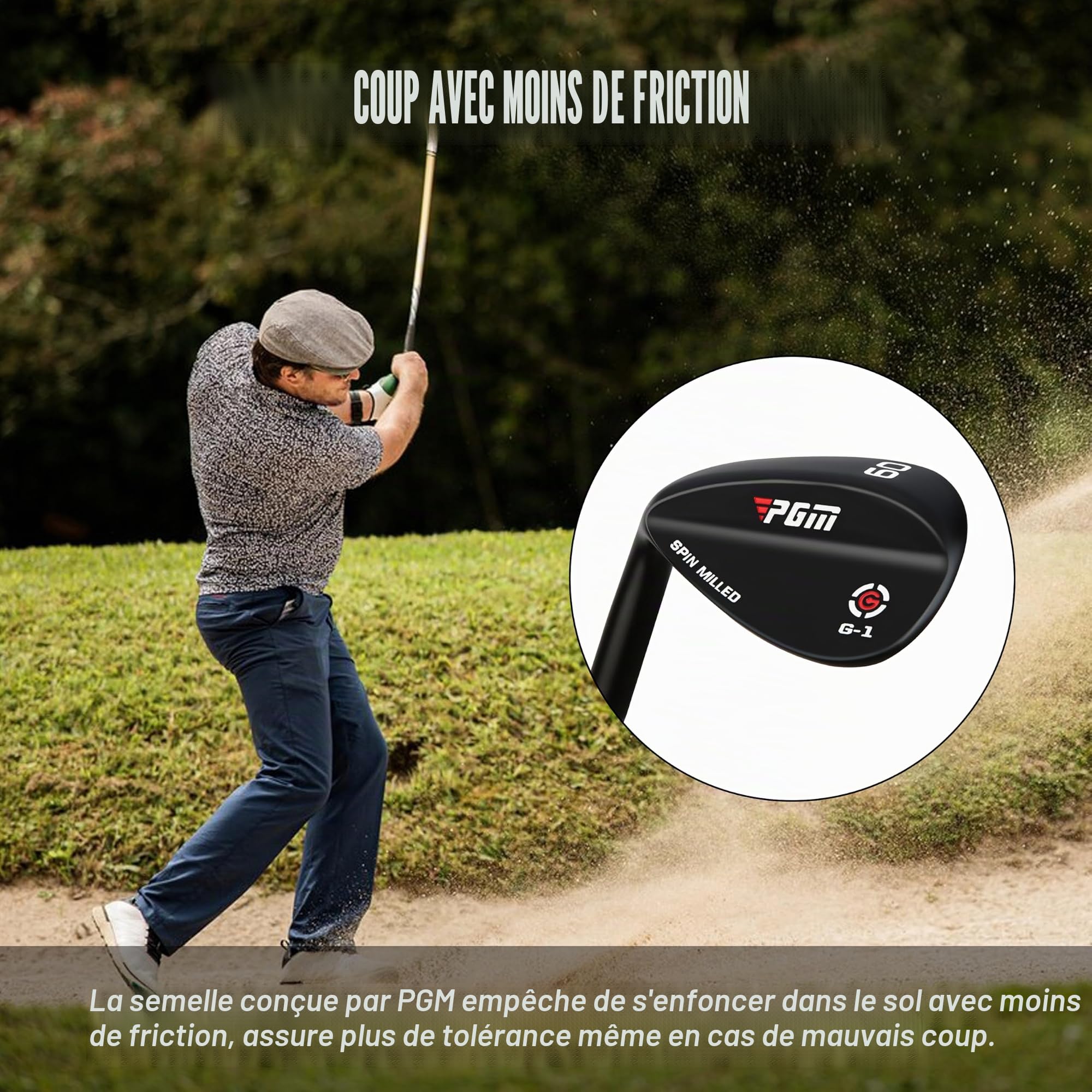 PGM Ensemble de cales de golf pour homme et femme – Écart de 52/56/60 degrés pour droitier – Face fraisée pour plus de rotation – Échapper facilement du bunker