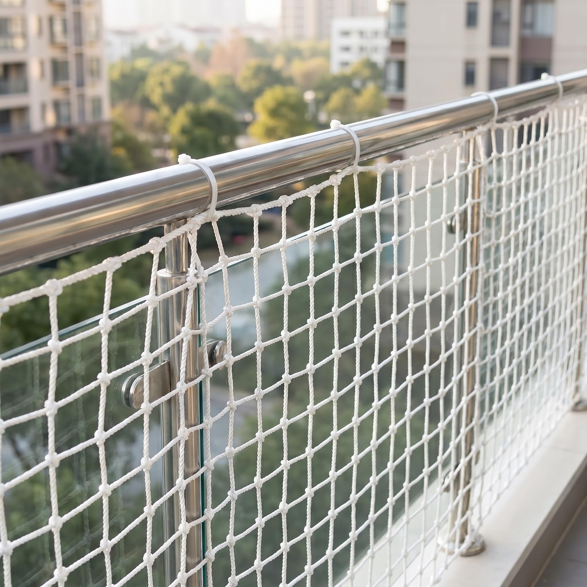 Treppenschutznetz Für Kinder, Fallschutznetz Für Haustiere, Schutznetz Für Den Innen- Und Außenbereich Für Balkon, Fenster, Spielplatz, Gartendekoration, Absturzsicherung White-10cm 1x5m(3x16ft)