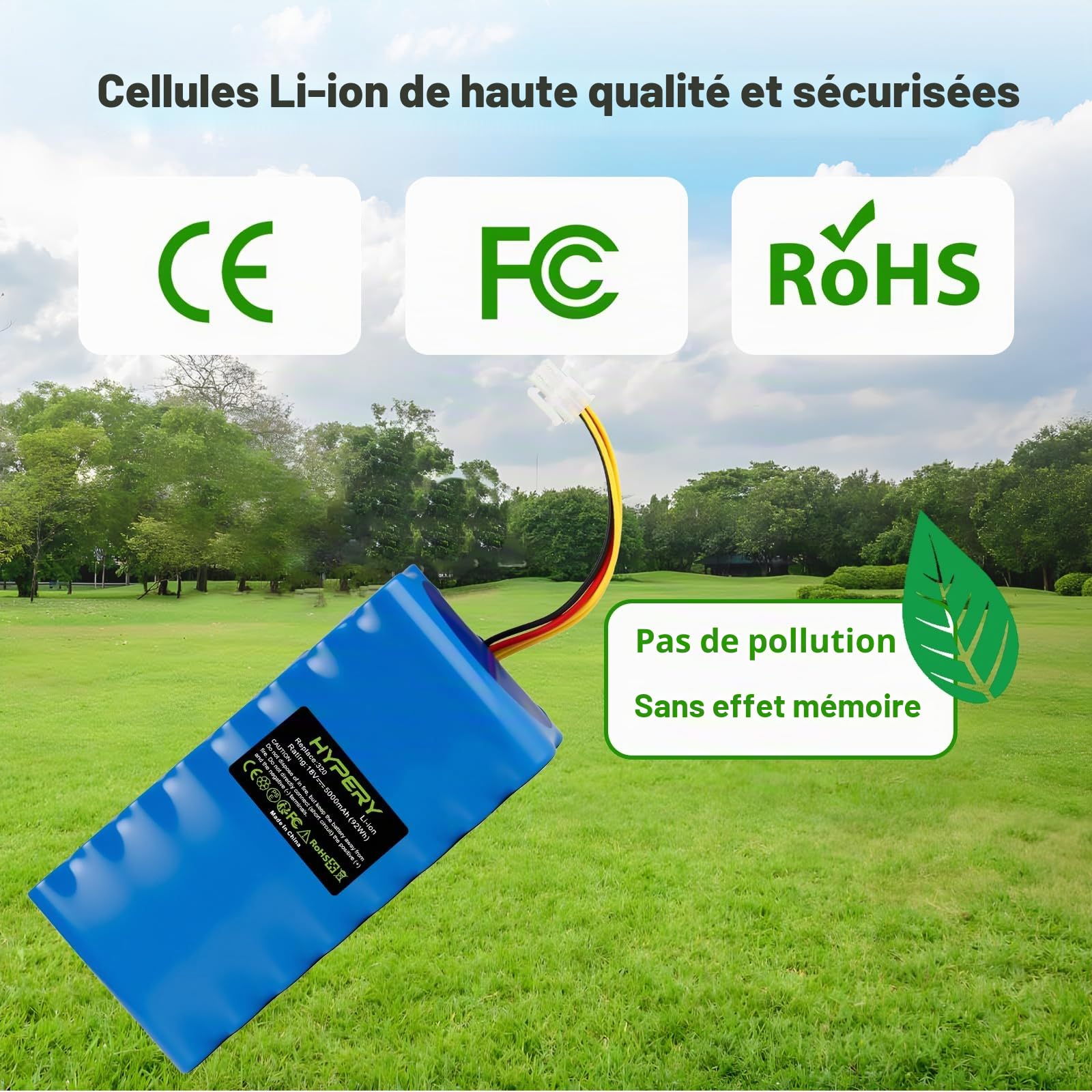 18V 5000mAh Batterie de Remplacement Li-ION pour Husqvarna Automower 320, 330X, 420, 430, 430X, 440, 450X, 520, 550 Robot de pelouse, Remplacement pour 580 68 33-01, 580 68 33-02