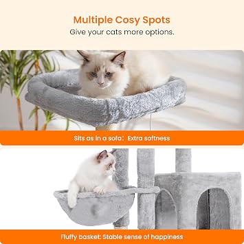 Heybly Cat Tree with Cat Self Groomer Brush, 108cm HCT005SW