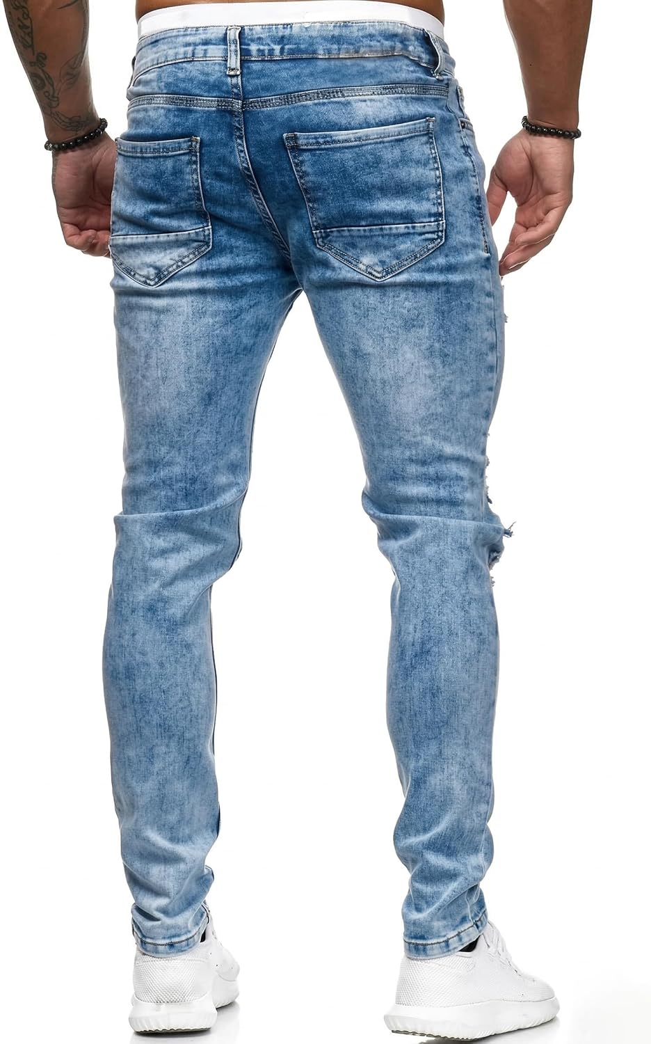 HUNGSON Men's Ripped Skinny Jeans Stretchy Slim Fit Jeans Pants for Men