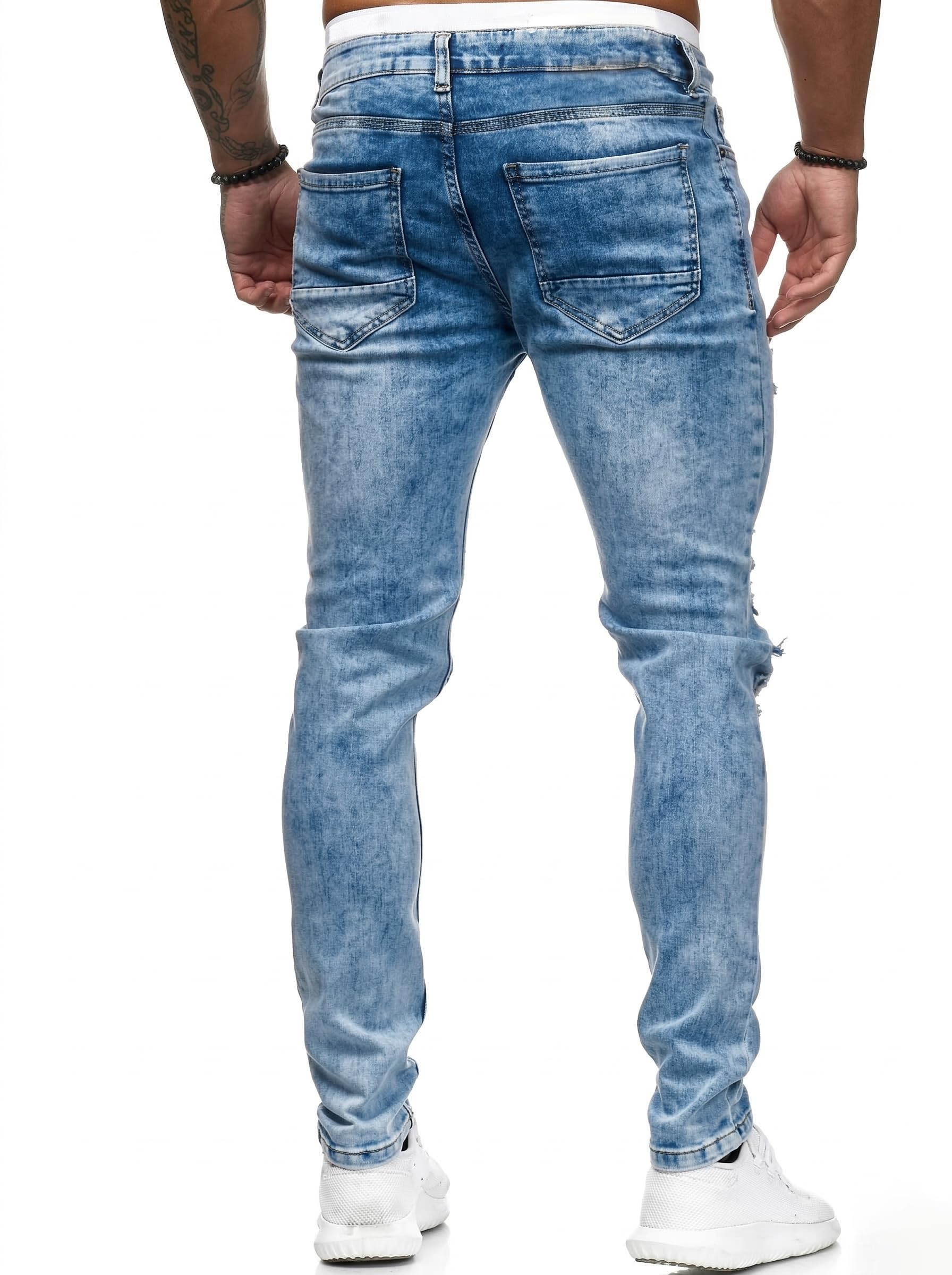 HUNGSON Herren Jeans Ripped Skinny