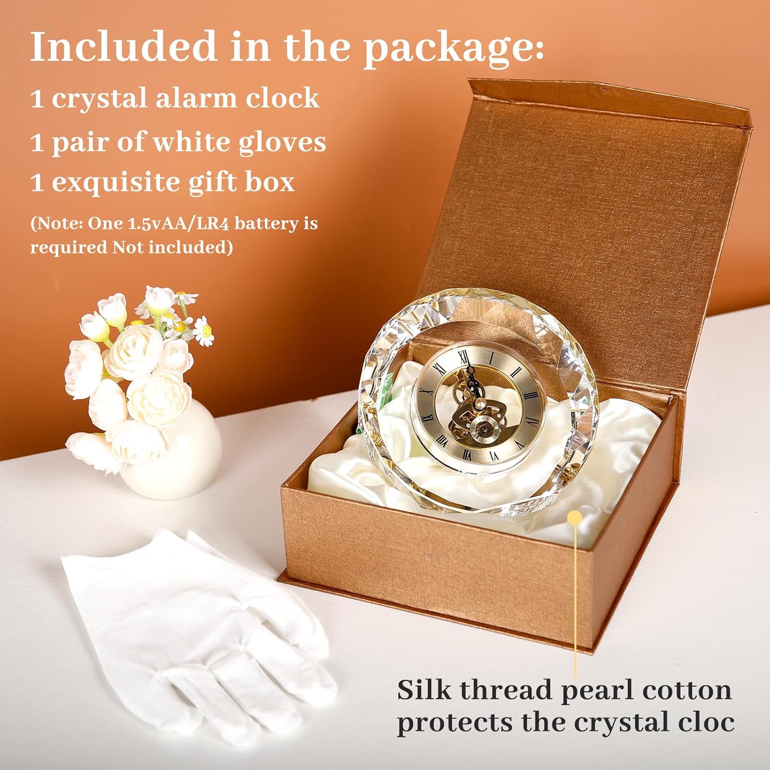 Crystal Clock Gift Birthday Gift Wedding Valentine's Day Gift Quartz Clock,Desk Clock for Boss Send Leader Send Friend Send Teacher