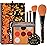 docolor Makeup Brush Set, 5PCS Goth Makeup Brushes Powder Contour Eyeliner Brow Eyeshadow Brush Set with 9 Colors Pigmented Eyeshadow Palette,1PC Makeup Sponge Puff & 3PCS Fake Scar Tattoo Makeup kit