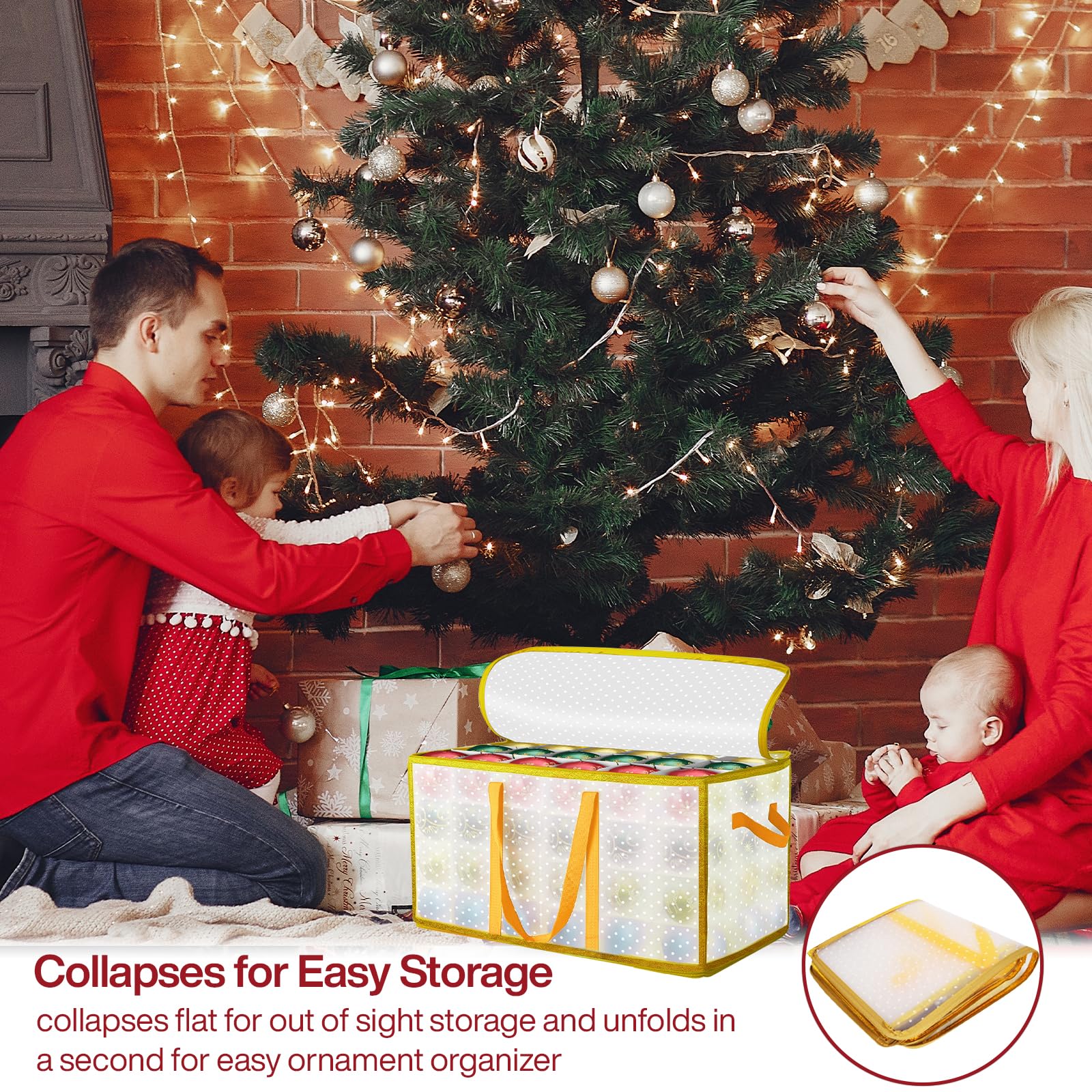 XXL Almacenamiento de Adornos para 128 Bolas Confiable y Resistente Caja de Almacenamiento de Bolas Navideñas Plegables de Adornos y Decoraciones para Árboles de Navidad