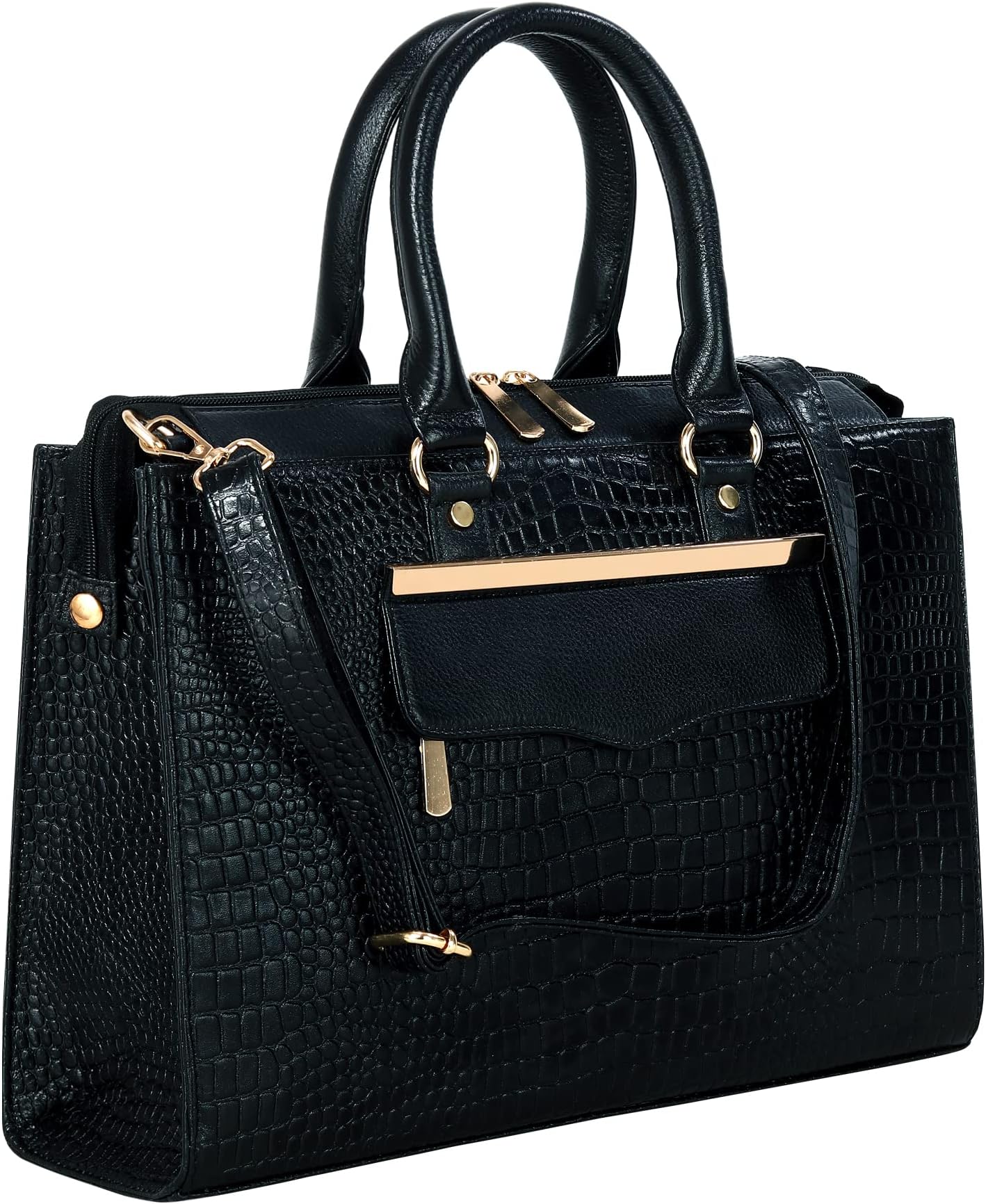 Full-Grain Cro Leather Top-Handle satchels Tote Handbags & Shoulder Sling Bags For Women Office Branded Size- L-13.5 X H-10.5 x W- 4.6 Inch